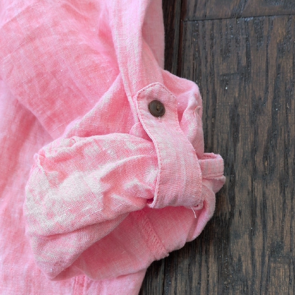 LANDS' END I Casual Pink Linen Oversized Button Up Shirt Top, L/XL (?) - Picture 9 of 11